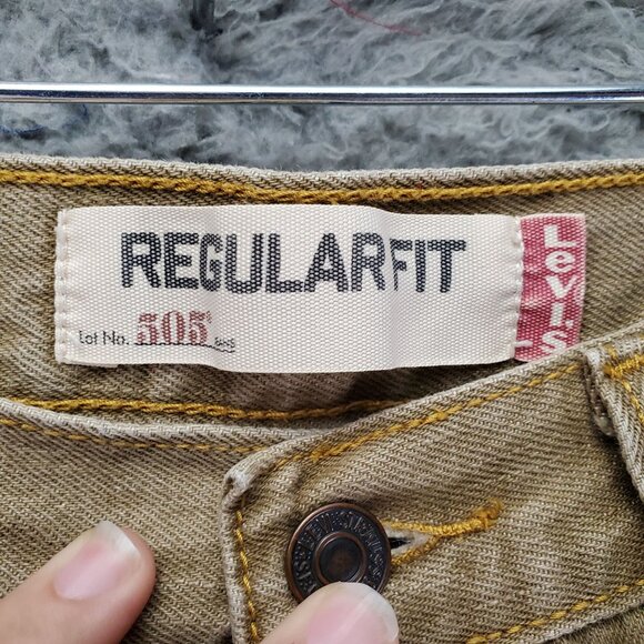 Levis Jeans Mens 34x30 Tan 505 Regular Fit 100% Cotton Made In Hong Kong - Picture 4 of 14